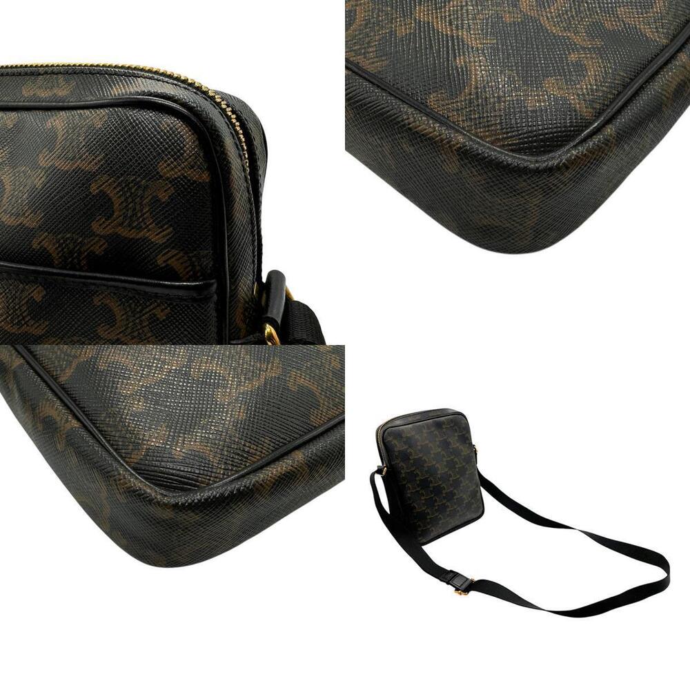 Celine Triomphe Vertical Messenger Shoulder Bag Brown Black Gold - Picture 4 of 4